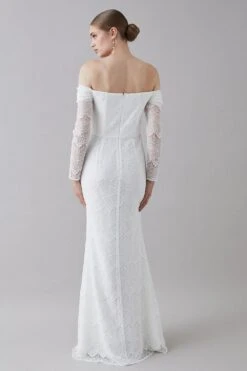 Coast Eyelash Lace Bardot Long Sleeve Dress -Coast bcc05326 ivory xl 2