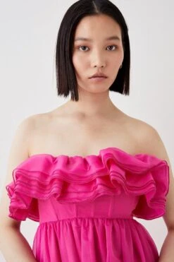 Coast Ruffle Top Organza Midi Dress -Coast bcc05343 pink xl 2