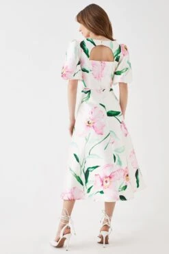 Coast Puff Sleeve Midi Dress With Buttons 6 Coast Puff Sleeve Midi Dress With Buttons -Coast bcc05346 white xl 2