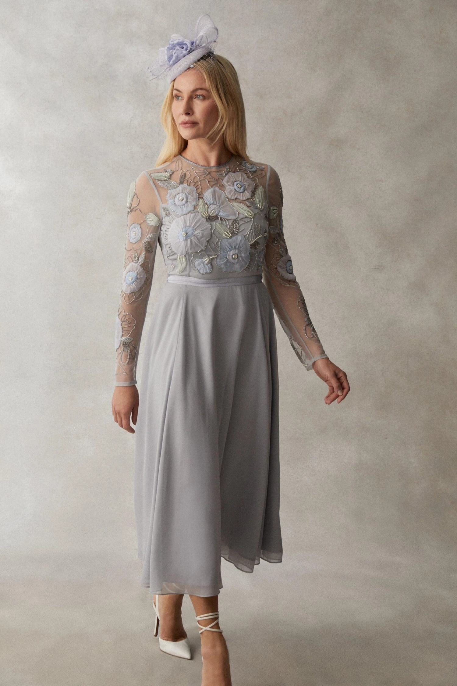 Coast Premium Hand Embellished Chiffon Applique Midi Dress 1 Coast Premium Hand Embellished Chiffon Applique Midi Dress
