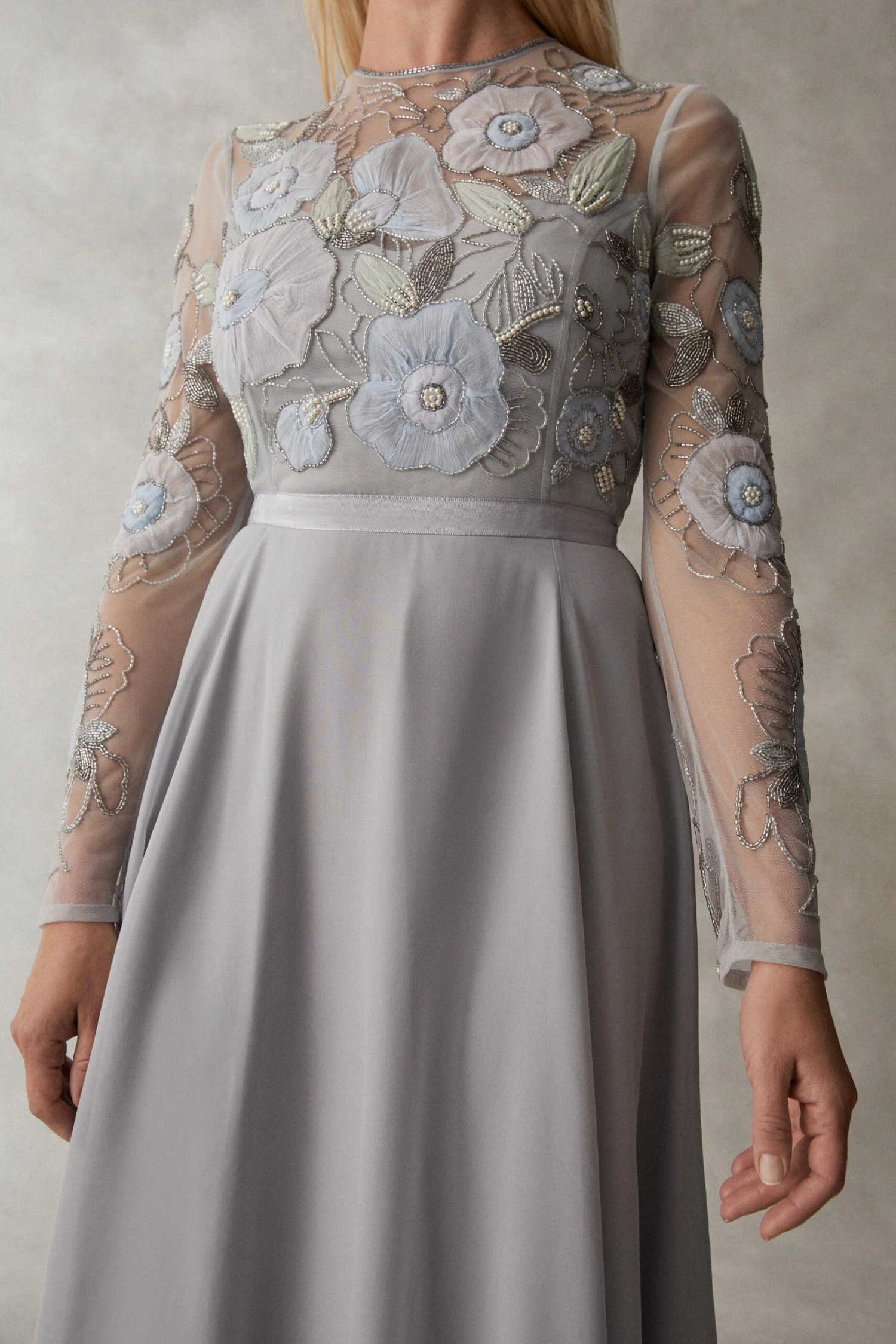 Coast Premium Hand Embellished Chiffon Applique Midi Dress 2 Coast Premium Hand Embellished Chiffon Applique Midi Dress - Image 2