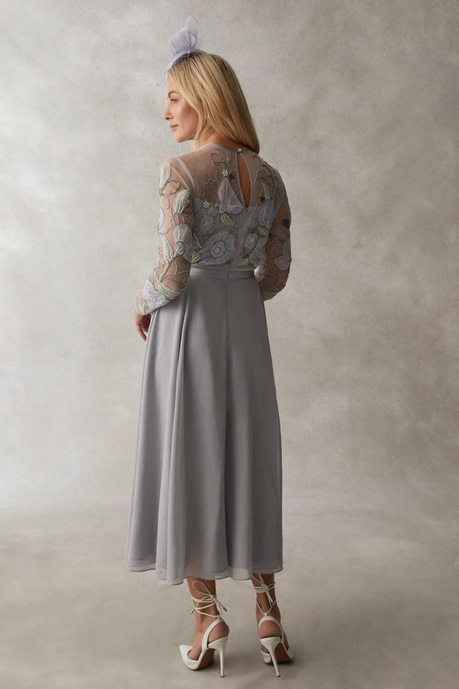 Coast Premium Hand Embellished Chiffon Applique Midi Dress 3 Coast Premium Hand Embellished Chiffon Applique Midi Dress - Image 3