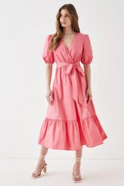 Coast Cotton Wrap Tiered Midi Dress