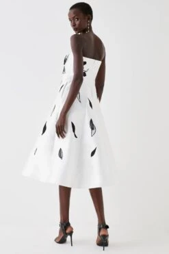 Coast Bandeau Twill Midi Dress With 3d Floral Applique -Coast bcc05354 ivory xl 2