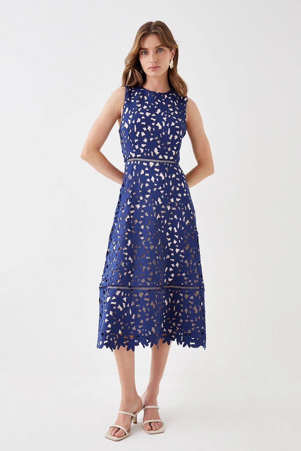 Coast Lazer Cut Scuba Full Skirt Midi Dress 1 Coast Lazer Cut Scuba Full Skirt Midi Dress