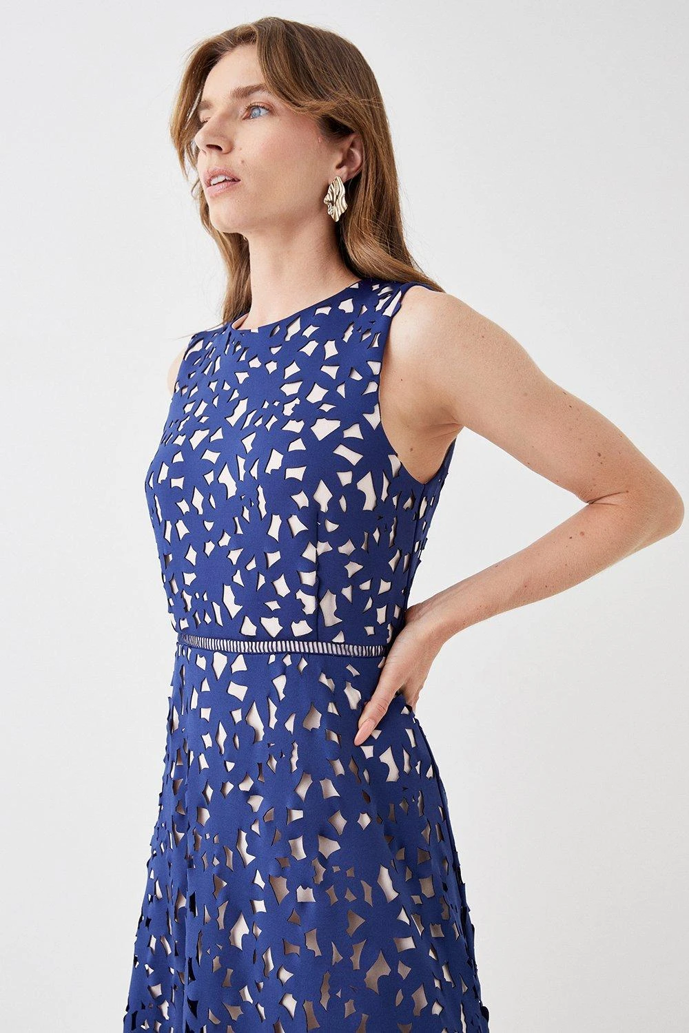 Coast Lazer Cut Scuba Full Skirt Midi Dress 2 Coast Lazer Cut Scuba Full Skirt Midi Dress - Image 2