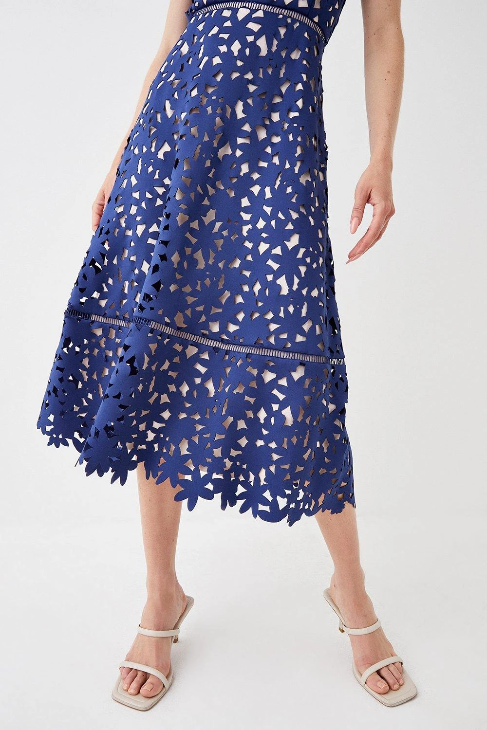 Coast Lazer Cut Scuba Full Skirt Midi Dress 4 Coast Lazer Cut Scuba Full Skirt Midi Dress - Image 4