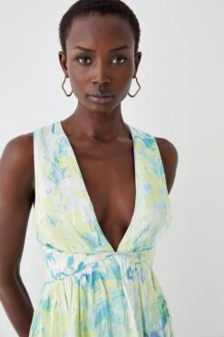 Coast Plunge Neck Frill Hem Midi Dress 6 Coast Plunge Neck Frill Hem Midi Dress -Coast bcc05400 green xl 2