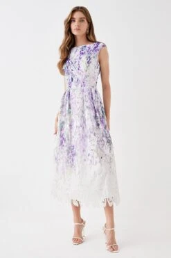 Coast Printed Lace Sleeveless Midi Dress