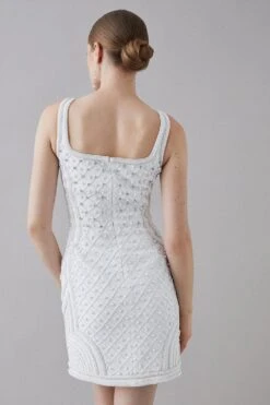 Coast Premium Embellished Square Neck Mini Dress -Coast bcc05475 ivory xl 2