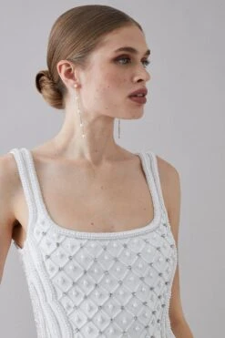 Coast Premium Embellished Square Neck Mini Dress -Coast bcc05475 ivory xl 3