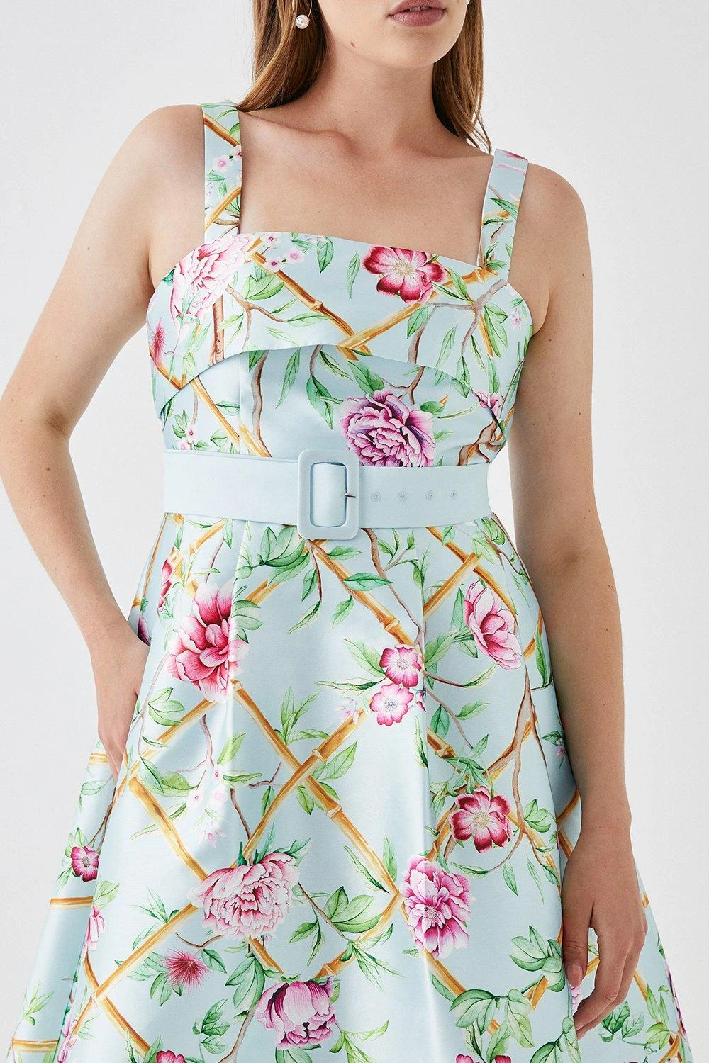 Coast Twill Midi Dress With Pleat Strap & Belt 2 Coast Twill Midi Dress With Pleat Strap & Belt - Image 2