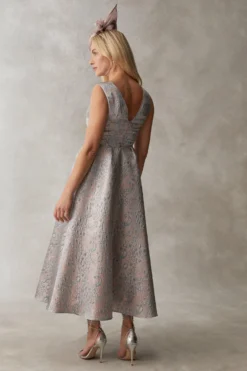 Coast Premium Metallic Jacquard Midi Dress -Coast bcc05491 rose20gold xl 2 scaled