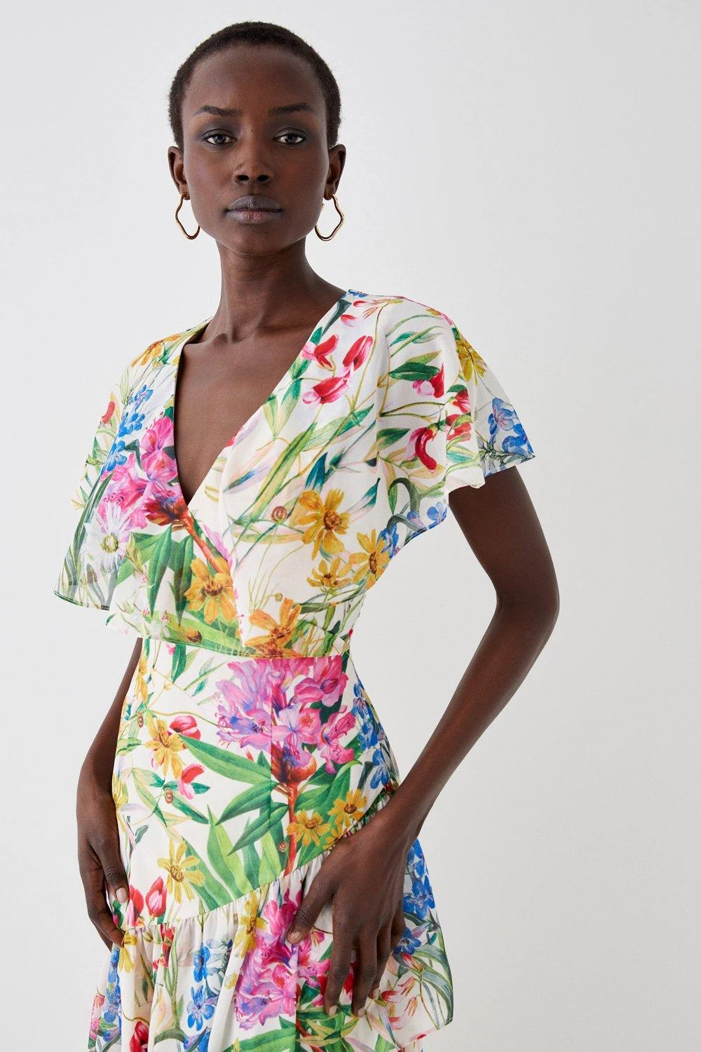 Coast Printed Cape Wrap Midi Dress 3 Coast Printed Cape Wrap Midi Dress - Image 3