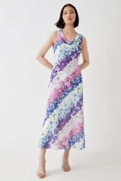 Coast Cowl Neck Flute Skirt Midi Dress