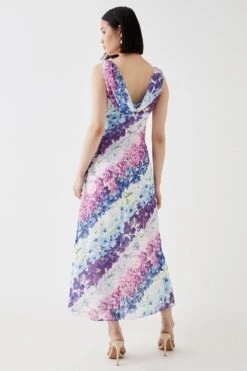 Coast Cowl Neck Flute Skirt Midi Dress -Coast bcc05507 purple xl 2