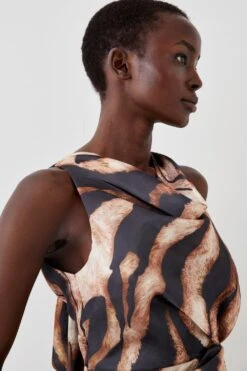 Coast Glossy Organza Cowl Neck Dress -Coast bcc05515 animal xl 2