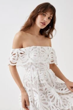Coast Bardot Lace Midi Dress 9 Coast Bardot Lace Midi Dress -Coast bcc05521 white xl 4