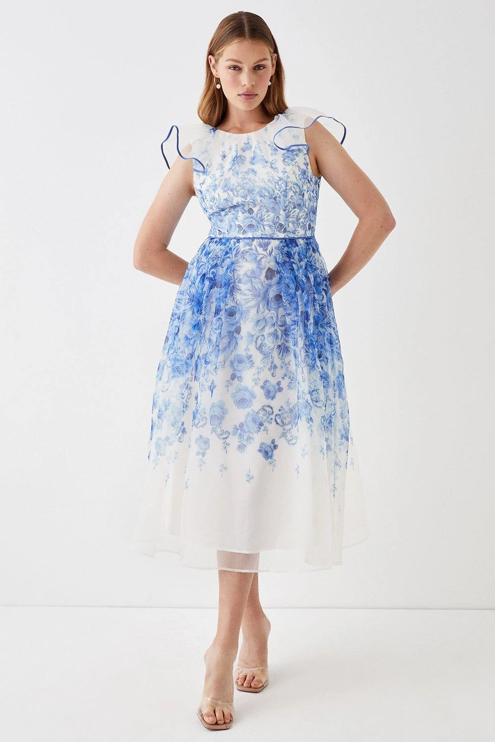 Coast Organza Frill Sleeve Midi Dress 1 Coast Organza Frill Sleeve Midi Dress