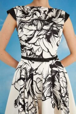 Coast Lisa Tan Floral Placement High Low Midi Dress -Coast bcc05528 mono xl 2