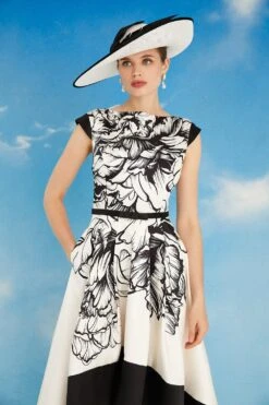 Coast Lisa Tan Floral Placement High Low Midi Dress -Coast bcc05528 mono xl 3