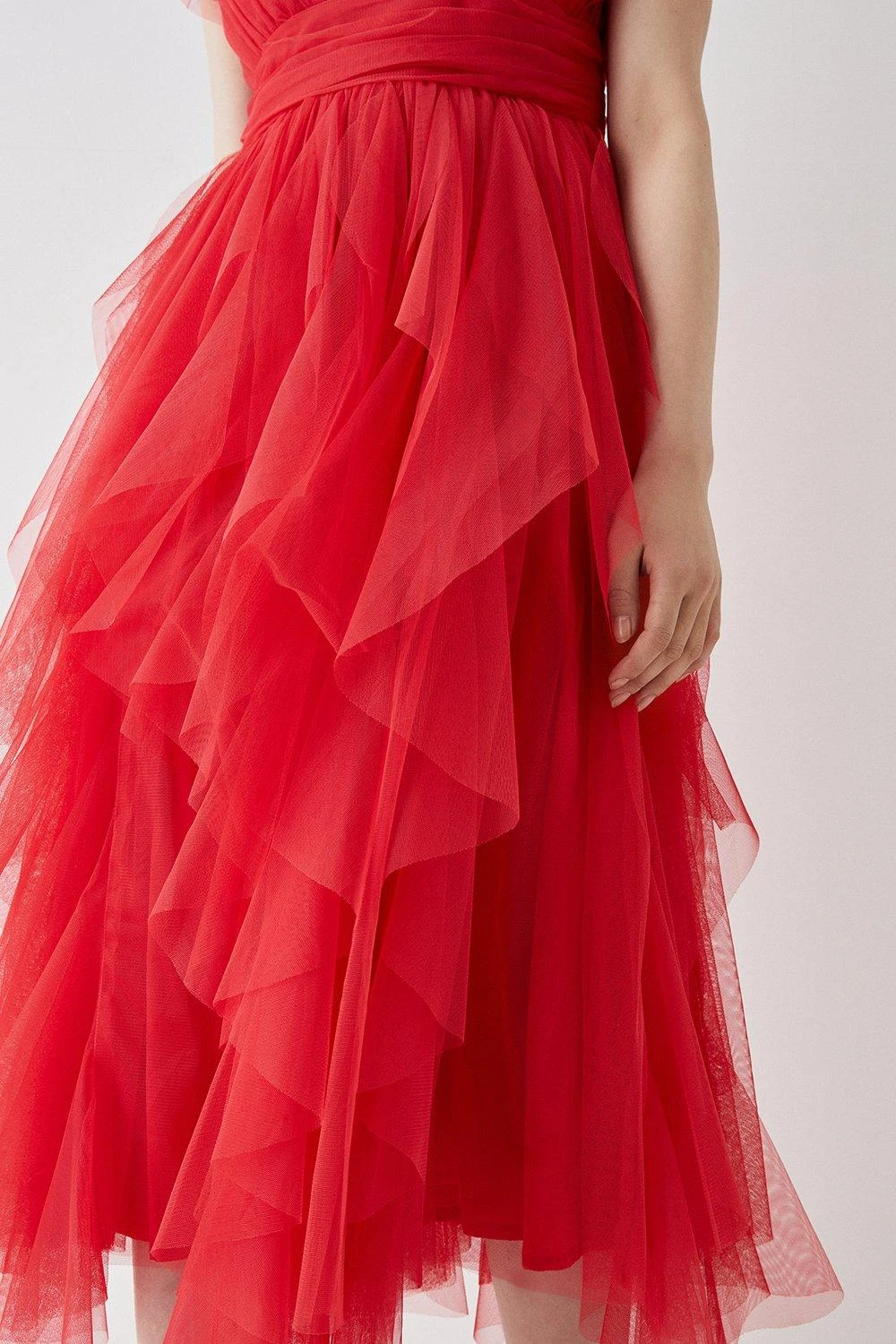 Coast Ruffled Skirt Mesh Midi Dress 2 Coast Ruffled Skirt Mesh Midi Dress - Image 2