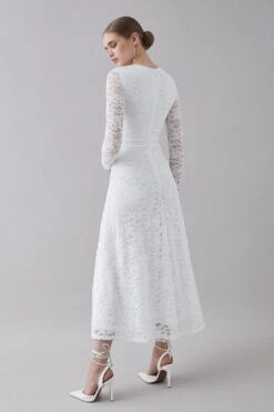 Coast Rose Stretch Lace V Neck Midi Dress -Coast bcc05561 ivory xl 2