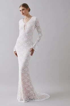 Coast Long Sleeve Boho Lace Keyhole Wedding Dress