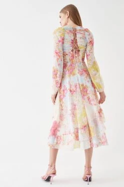 Coast Ruche Detail Tie Back Midi Dress -Coast bcc05565 multi xl 3