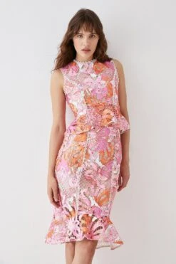 Coast Lace Midi Dress With Cut Out Back