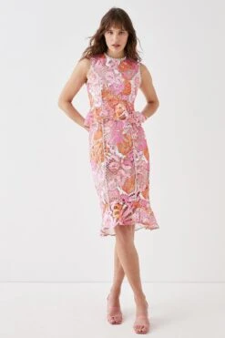 Coast Lace Midi Dress With Cut Out Back 7 Coast Lace Midi Dress With Cut Out Back -Coast bcc05587 pink xl 2