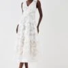 Coast V Neck Floral Jacquard Midi Dress