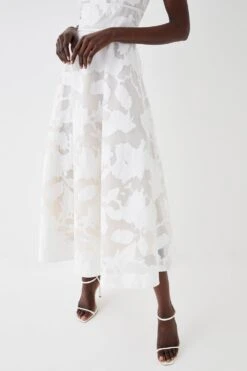 Coast V Neck Floral Jacquard Midi Dress -Coast bcc05590 white xl 2