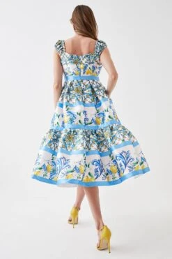 Coast Ruched Top Twill Midi Dress 6 Coast Ruched Top Twill Midi Dress -Coast bcc05593 multi xl 2