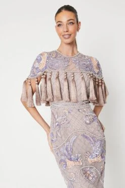 Coast The Collector Hand Embellished Midi Dress With Tassles -Coast bcc05681 mink xl 3