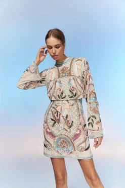 Coast The Collector Hand Embellished Mini Dress With Long Sleeve
