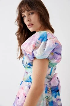 Coast Puff Sleeve Jacquard Midi Dress 7 Coast Puff Sleeve Jacquard Midi Dress -Coast bcc05691 multi xl 2