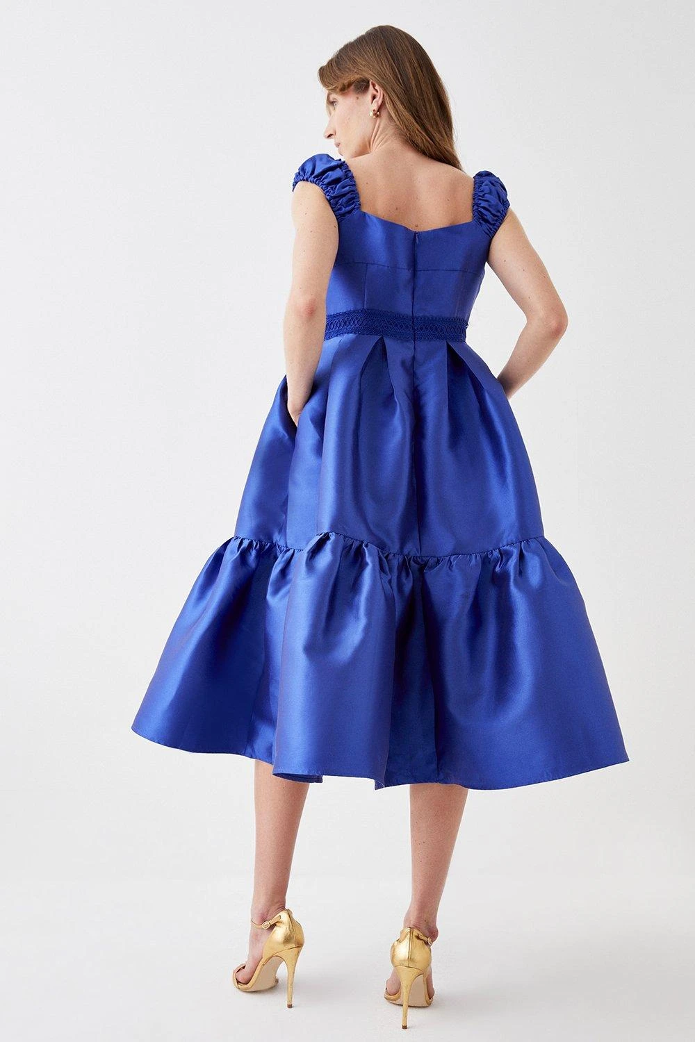 Coast Lace Trim Twill Midi Dress 3 Coast Lace Trim Twill Midi Dress - Image 3