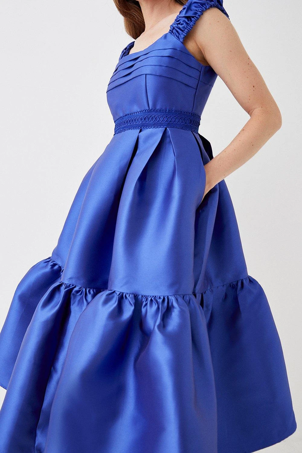 Coast Lace Trim Twill Midi Dress 4 Coast Lace Trim Twill Midi Dress - Image 4