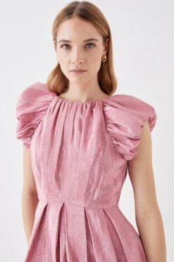 Coast The Collector Metallic Puff Shoulder Midi Dress -Coast bcc05709 pink xl 2