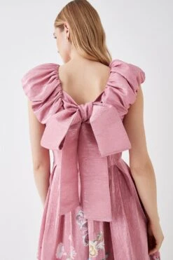 Coast The Collector Metallic Puff Shoulder Midi Dress -Coast bcc05709 pink xl 3