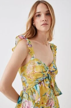 Coast The Collector Twist Front Georgette Jacquard Midi Dress -Coast bcc05727 chartreuse xl 2