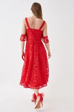 Coast Bardot Frill Top Lace Midi Dress -Coast bcc05730 red xl 2