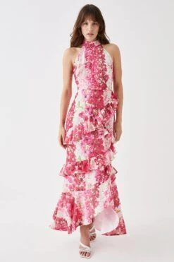 Coast Ruffle Skirt High Neck Midi Dress