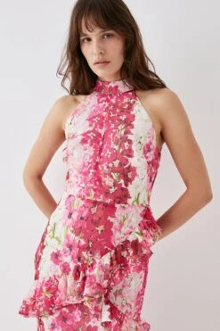 Coast Ruffle Skirt High Neck Midi Dress -Coast bcc05754 pink xl 2