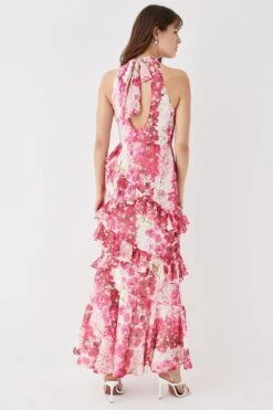 Coast Ruffle Skirt High Neck Midi Dress -Coast bcc05754 pink xl 3