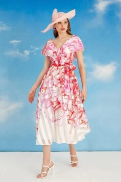 Coast Lisa Tan Bardot Tie Waist Organza Midi Dress -Coast bcc05757 red xl 2