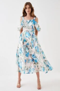 Coast Jacquard Frill Bardot Midi Dress