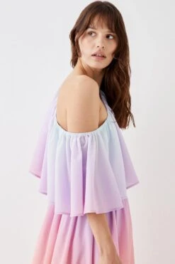 Coast Sunset Ombre Print Cotton Midi Dress -Coast bcc05771 multi xl 3