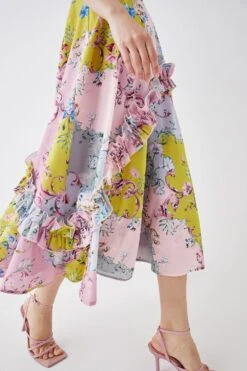 Coast The Collector Frill Sleeve Ruffle Skirt Cotton Midi Dress -Coast bcc05783 multi xl 2